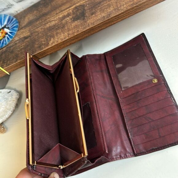 Vintage Etch 2 Prym Full Grain Red Burgundy Leather Wallet - Picture 8 of 8